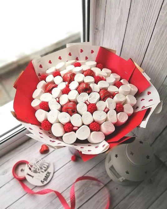 DIY kytice z marshmallow, marmelády a ďalších prísad, foto, majstrovská trieda pre začiatočníkov krok za krokom