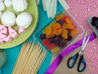 DIY kytice z marshmallow, marmelády a ďalších prísad, foto, majstrovská trieda pre začiatočníkov krok za krokom