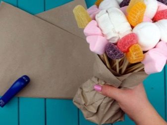 DIY kytice z marshmallow, marmelády a ďalších prísad, foto, majstrovská trieda pre začiatočníkov krok za krokom