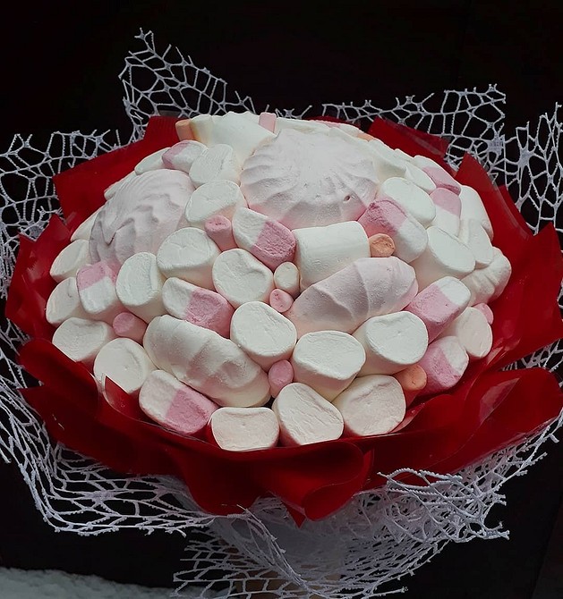 DIY kytice z marshmallow, marmelády a ďalších prísad, foto, majstrovská trieda pre začiatočníkov krok za krokom