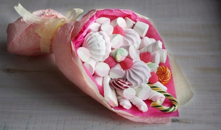 DIY kytice z marshmallow, marmelády a ďalších prísad, foto, majstrovská trieda pre začiatočníkov krok za krokom