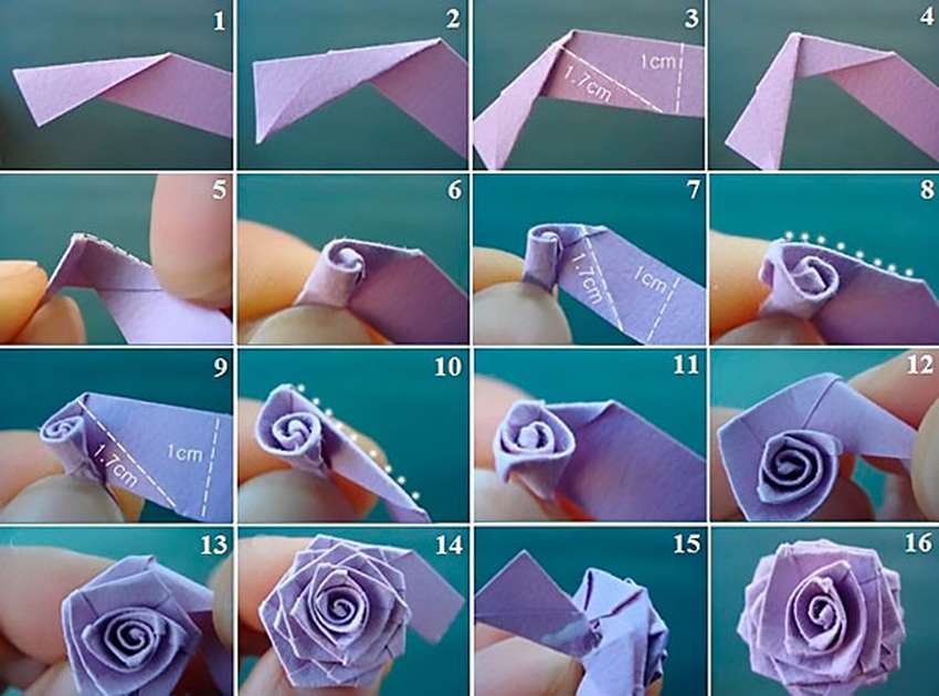 origami ruža z papiera