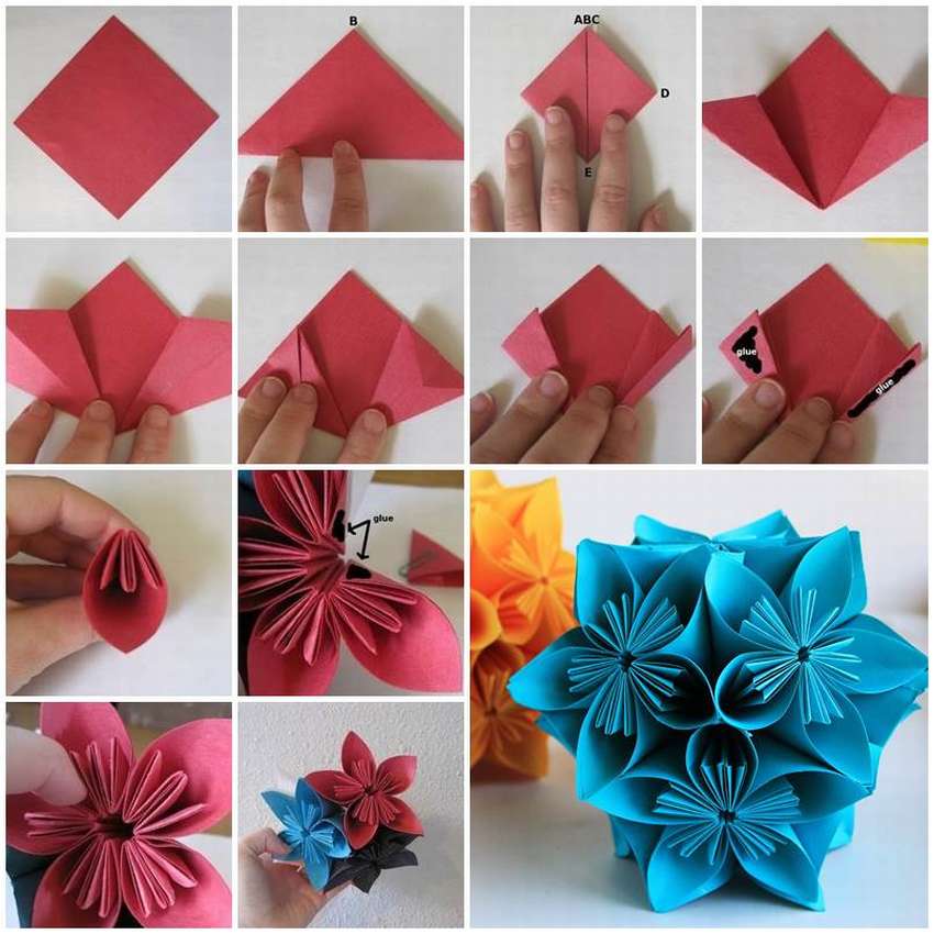 origami kusudama kvet