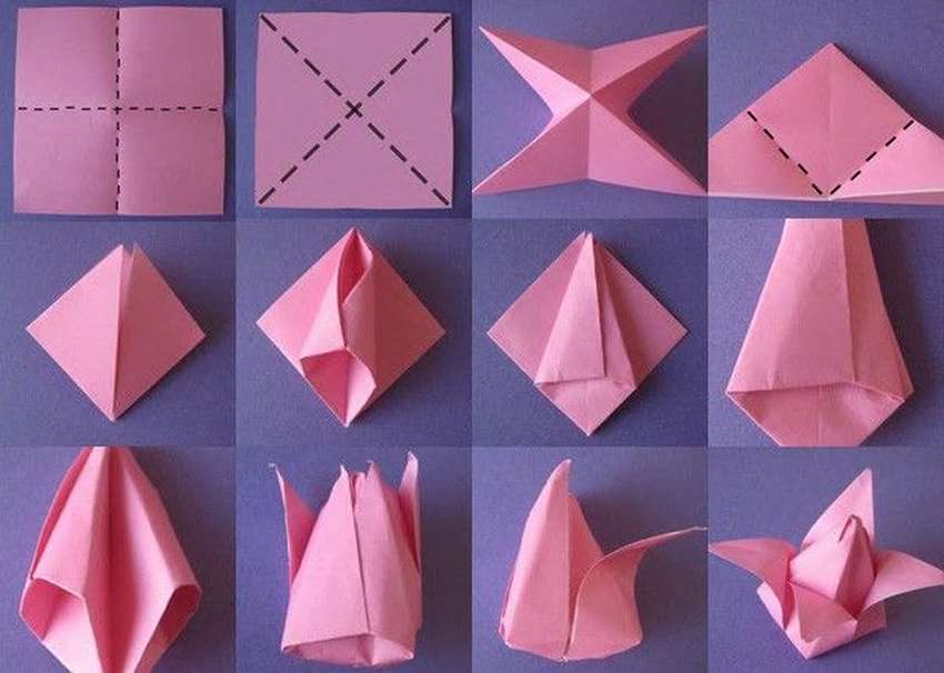 DIY papierový origami kvet