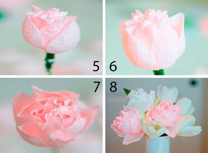 DIY papirblomster fotoeksempler: hvordan man laver håndværk til begyndere i en mesterklasse, hvad skal man gøre fra tyndt crepe -papir og fra tykt papir?