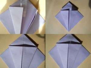 Tag et firkantet stykke papir, og fold det diagonalt to gange. Fold derefter ud og dann en trekant langs bøjningslinjerne. Derefter skal du bøje de skarpe hjørner til det stumpe, og du får en firkant. De nederste sider foldes mod midten og fastgøres med tape eller lim. Hvis det gøres korrekt, får du en tulipanløg.