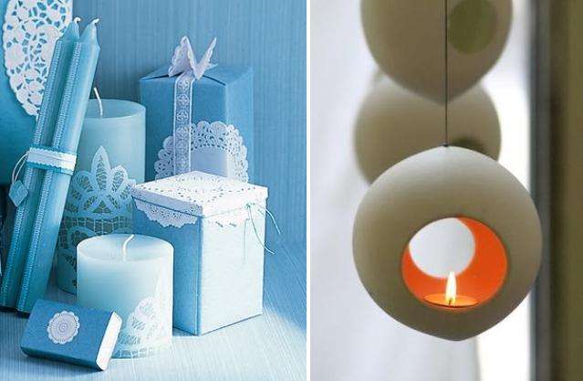 يمكنك أيضًا أن تأخذ وعاءًا زجاجيًا مزخرفًا وتضع شمعة فيه ، أو تصنع عاكس الضوء بصورة مثيرة للاهتمام.