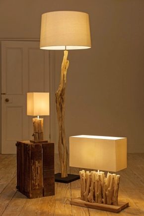 Дървени подови лампи