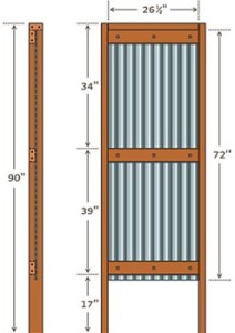 Tag profilrørene, og brug de selvskærende skruer til at forberede bruserammen. Ved beregning af rammens dimensioner skal du tage højde for bølgepladernes dimensioner