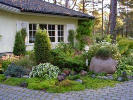 dekorere gården foran huset med planter