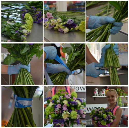 Blomsterhandel for begyndere trin for trin. Montering af buketter, undervisning i indretning, foto, video tutorials