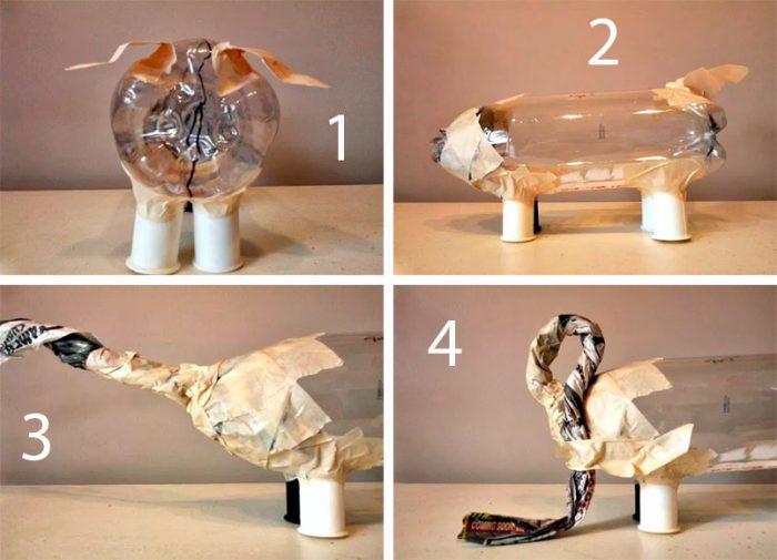 hvordan man laver en sparegris af en plastflaske