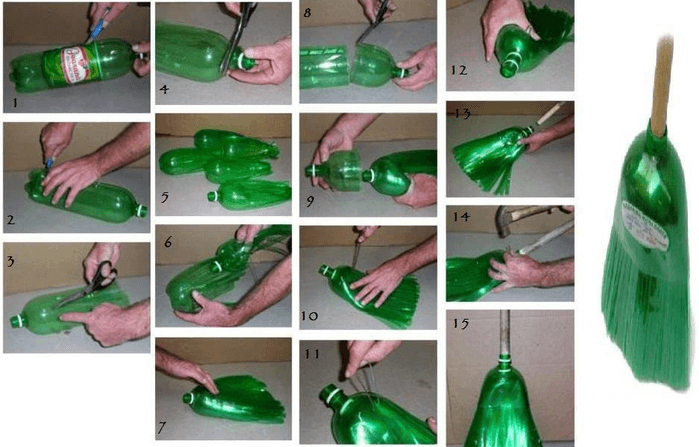 hvordan man laver en kost fra plastflasker trin for trin