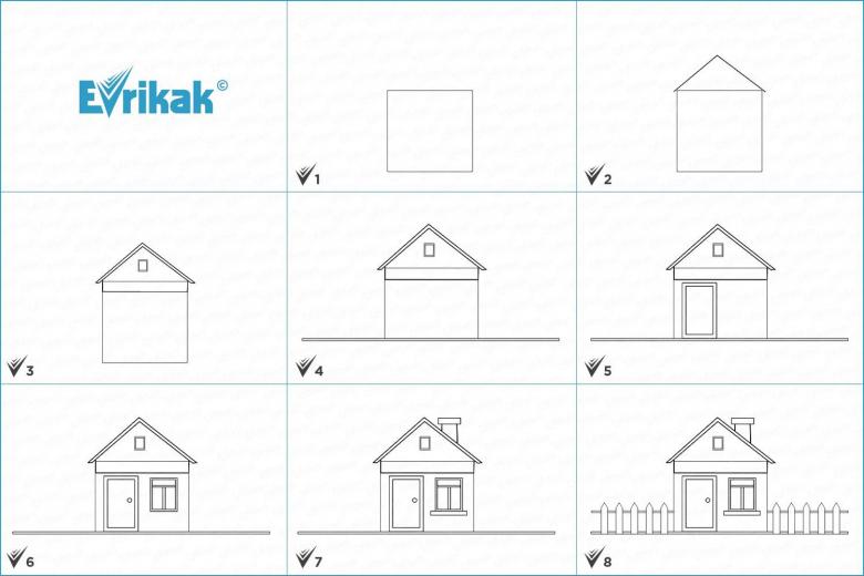 Kuinka piirtää unelmiesi kaunis talo kynällä askel askeleelta - kuinka piirtää kaksikerroksinen talo?