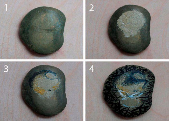 ζωγραφική πέτρες με ακρυλικά χρώματα φωτογραφία