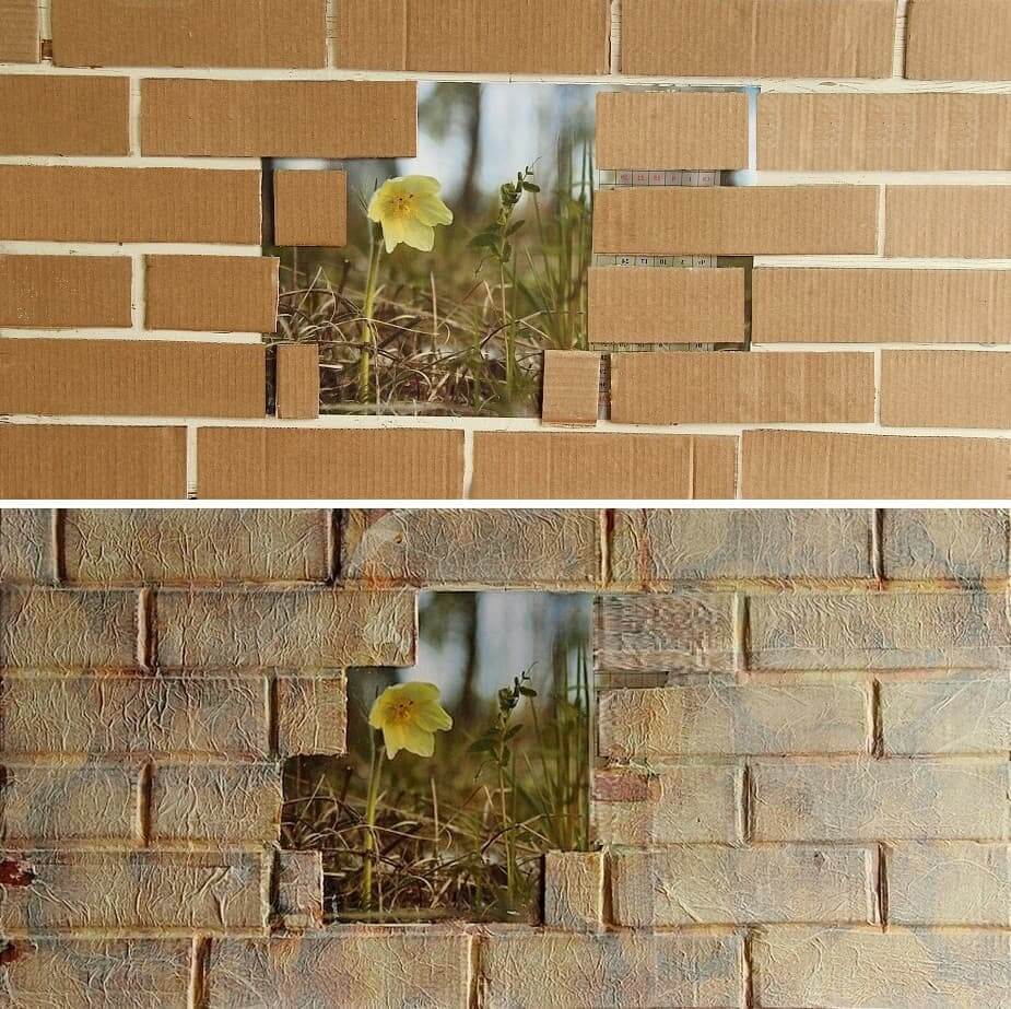جدار من الطوب مصنوع من الورق المقوى