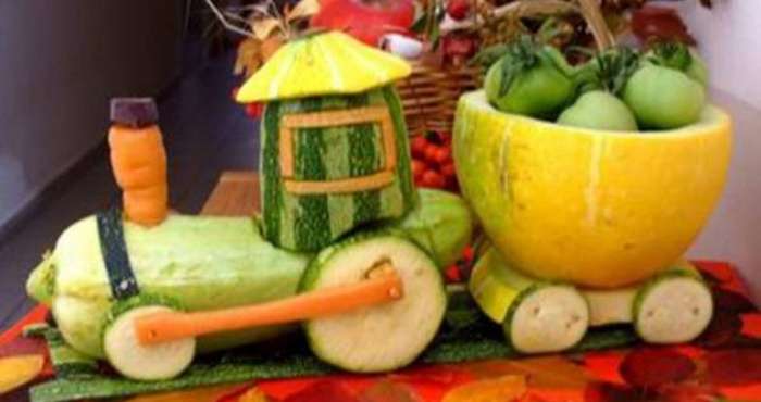 kunsthåndværk fra grøntsager til skole