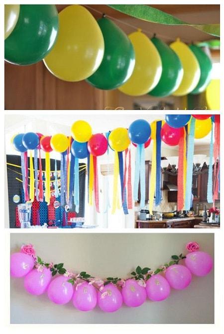 ako vyzdobiť miestnosť balónikmi bez hélia
