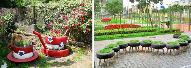 Ressourcestærke gartnere har lært at lave små blomsterbed af bildæk.