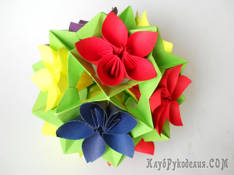 Príklady fotografií Kusudama: čo to je - ako vyrobiť magickú modulárnu guľu z papiera vlastnými rukami, schémy na zostavenie kvetov origami