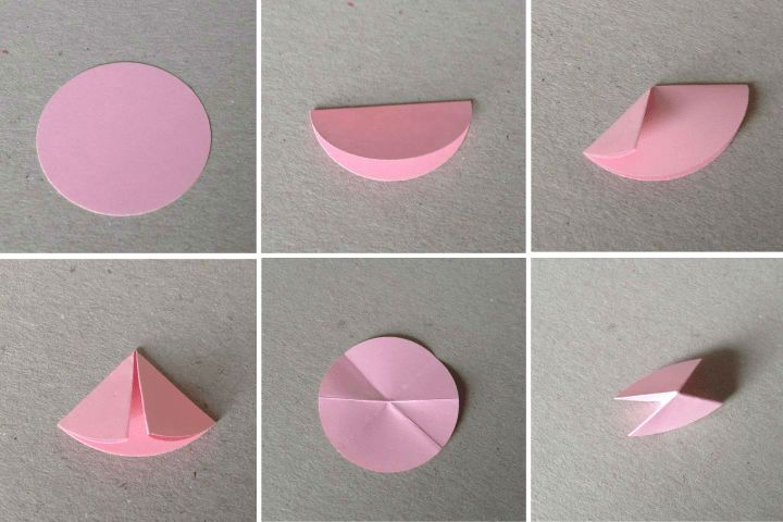 Βήμα-βήμα συναρμολόγηση μιας μπάλας origami της Πρωτοχρονιάς από στρογγυλές ενότητες