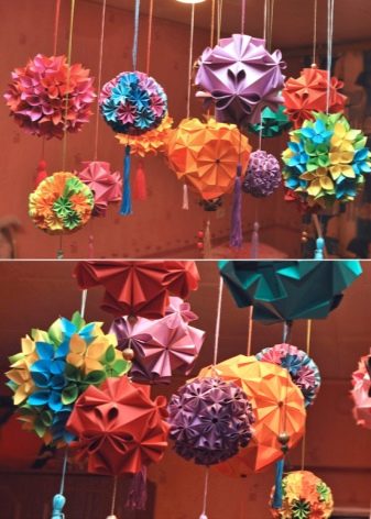 Kusudama fotoeksempler: hvad er det - hvordan man laver en magisk modulær kugle ud af papir med egne hænder, ordninger til samling af origami blomster