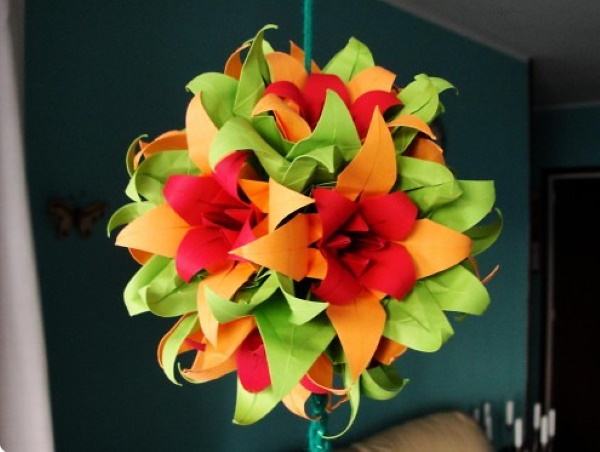 كرات Kusudama الورقية: مخططات للمبتدئين ، سهلة بيديك