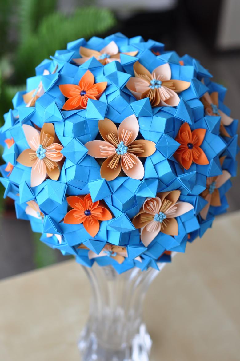 Kusudama: خيارات ، مخططات للصور كيفية صنع كرات kusudama من الورق