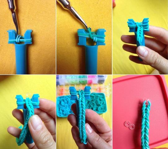 fishtail armbånd lavet af elastikker