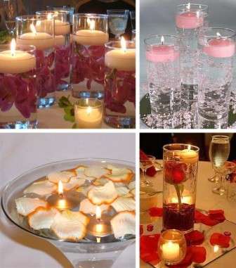 vypite krásne sviečky, vložte ich do vody a kompozíciu doplňte okvetnými lístkami ro