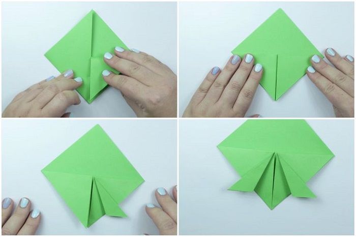 Origami skildpadde: folde trin 5-8