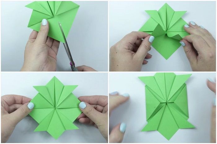 Χελώνα Origami: πτυσσόμενα βήματα 9-12