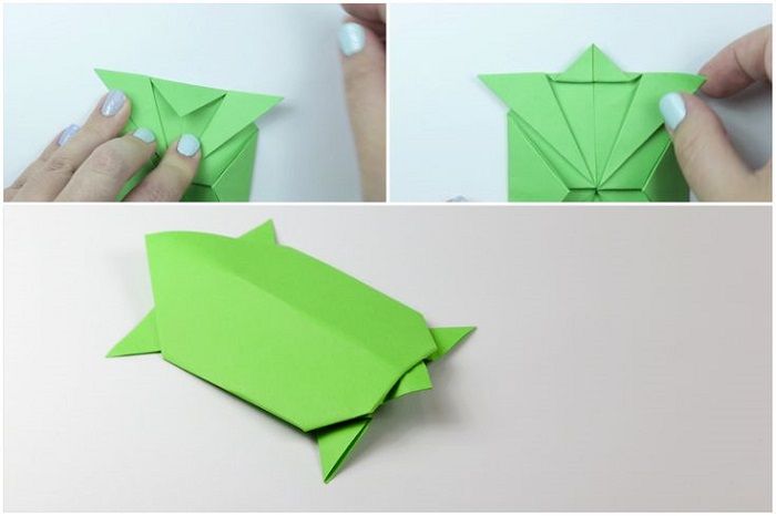 Origami skildpadde: foldetrin 13-15