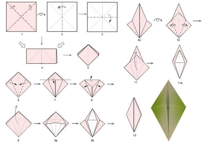 Trin-for-trin samling af en origami guldsmede