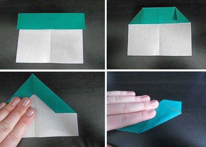 Origami-fly: foldningstrin 1-4