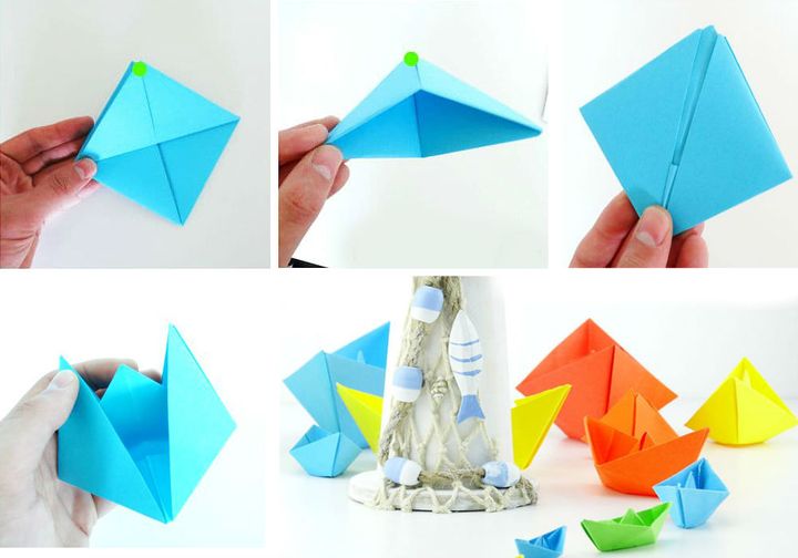 Vaiheittainen origami-veneiden kokoaminen