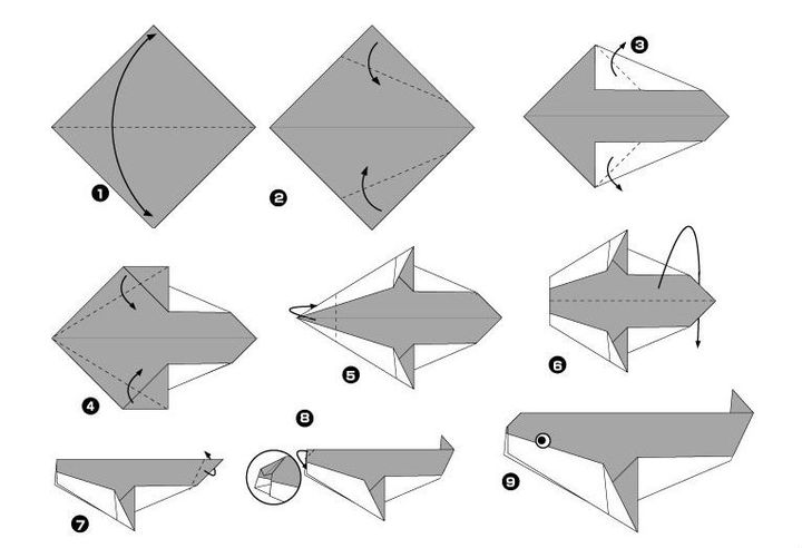 Trin-for-trin samling af origami spækhuggere