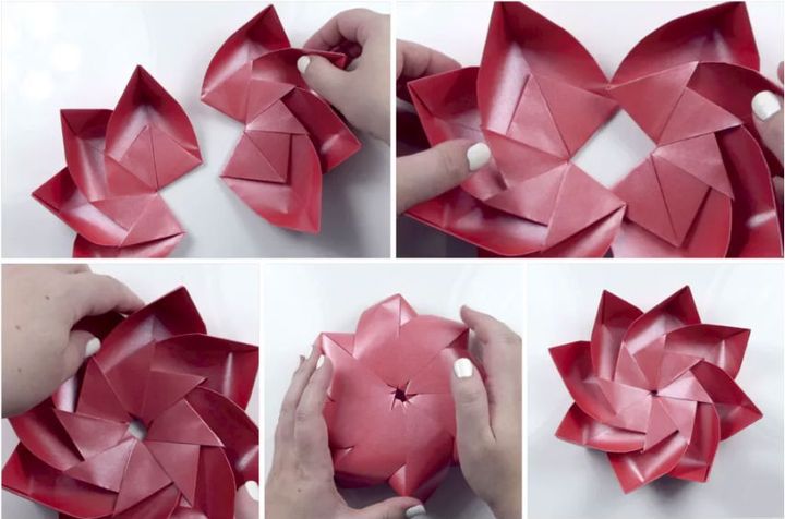 Mestarikurssi modulaarisen origami -lootuksen kokoamisesta