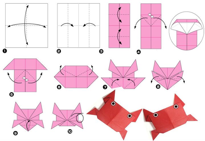 Trin-for-trin samling af origami krabbe