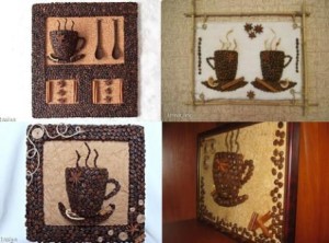 Príklady hotových panelov z kávy