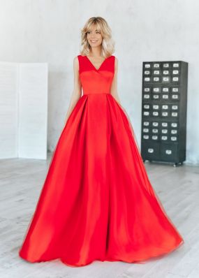 فستان ساتان أحمر RB115B