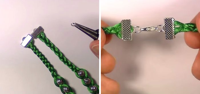 Armbånd lavet af satin snore med perler mesterklasse