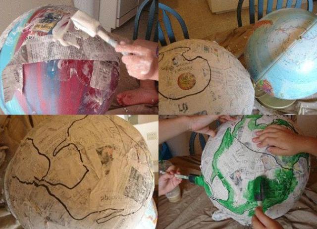 Lav en globus til en geografiundervisning ved hjælp af papier-maché-teknikken