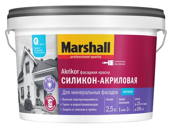 Silikónovo-akrylová fasádna farba Marshall Akrikor