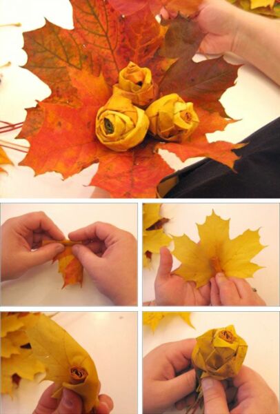 DIY φθινοπωρινές χειροτεχνίες από φύλλα (όλα τα νέα είδη για παιδιά νηπιαγωγείου και σχολείου) στάδιο 3