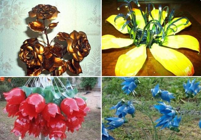 صور الزهور من الزجاجات البلاستيكية