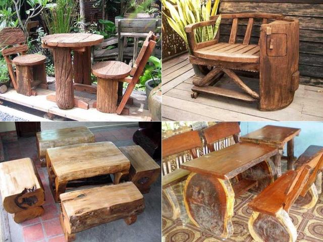 Naplavené drevo a konope môžu originálnym spôsobom ozdobiť vidiecky nábytok.