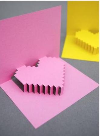 Valentínske remeslá - volumetrická pohľadnica DIY valentínske karty - volumetrická pohľadnica