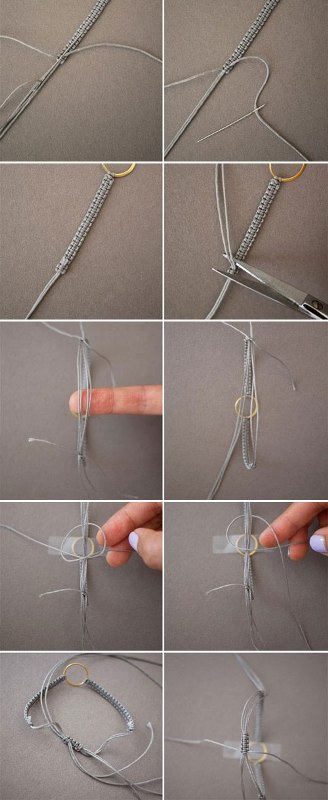 vævning af et armbånd fra en snor og en ring