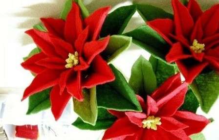 DIY poinsettia, master class Πώς να φτιάξετε μια poinsettia από τσόχα, αφρώδη. Master Class